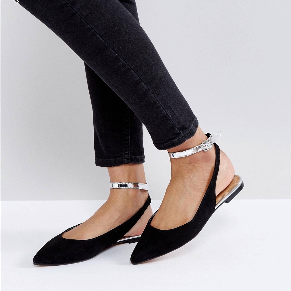 Slingback black flat